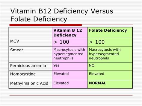 b12 deficiency vs folate